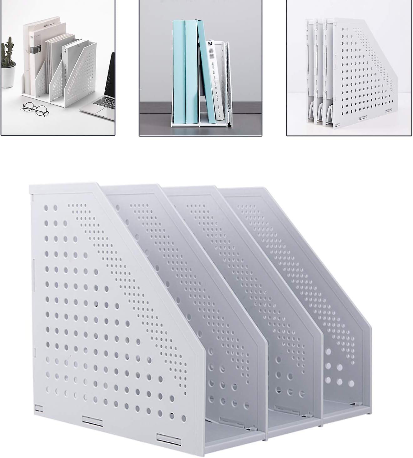 Collapsible Magazine File Holder/desk Organizer For Office Organization And Storage With 3 Vertical Compartments