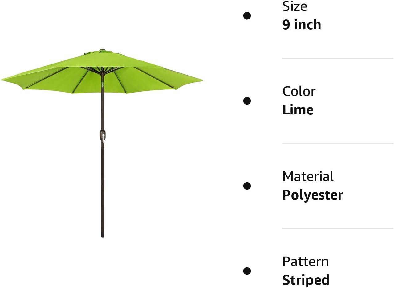 9' Outdoor Market Patio Umbrella with Push Button Tilt and Crank, 8 Ribs (Tan)