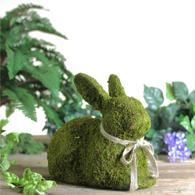 Moss Sitting Bunny Rabbit Spring Easter Figure Green tan