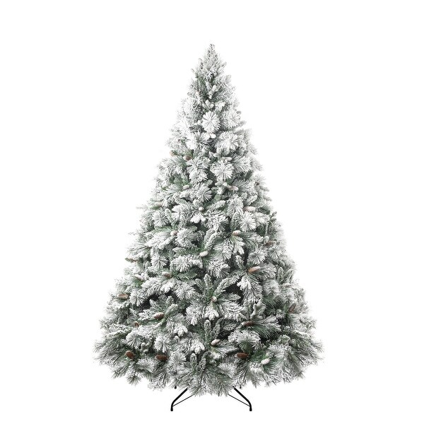 Glasgow Artificial Christmas Tree，Prelit Christmas Tree with Lights，Pine and Hinged White Christmas Trees with Tips