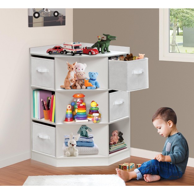 Badger Basket Corner Cubby Storage Unit With Four Reversible Baskets White