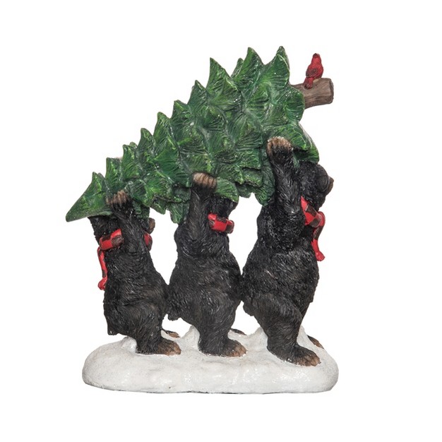 Transpac Resin 10 5 In Multicolor Christmas Light Up Bear And Tree Figurine