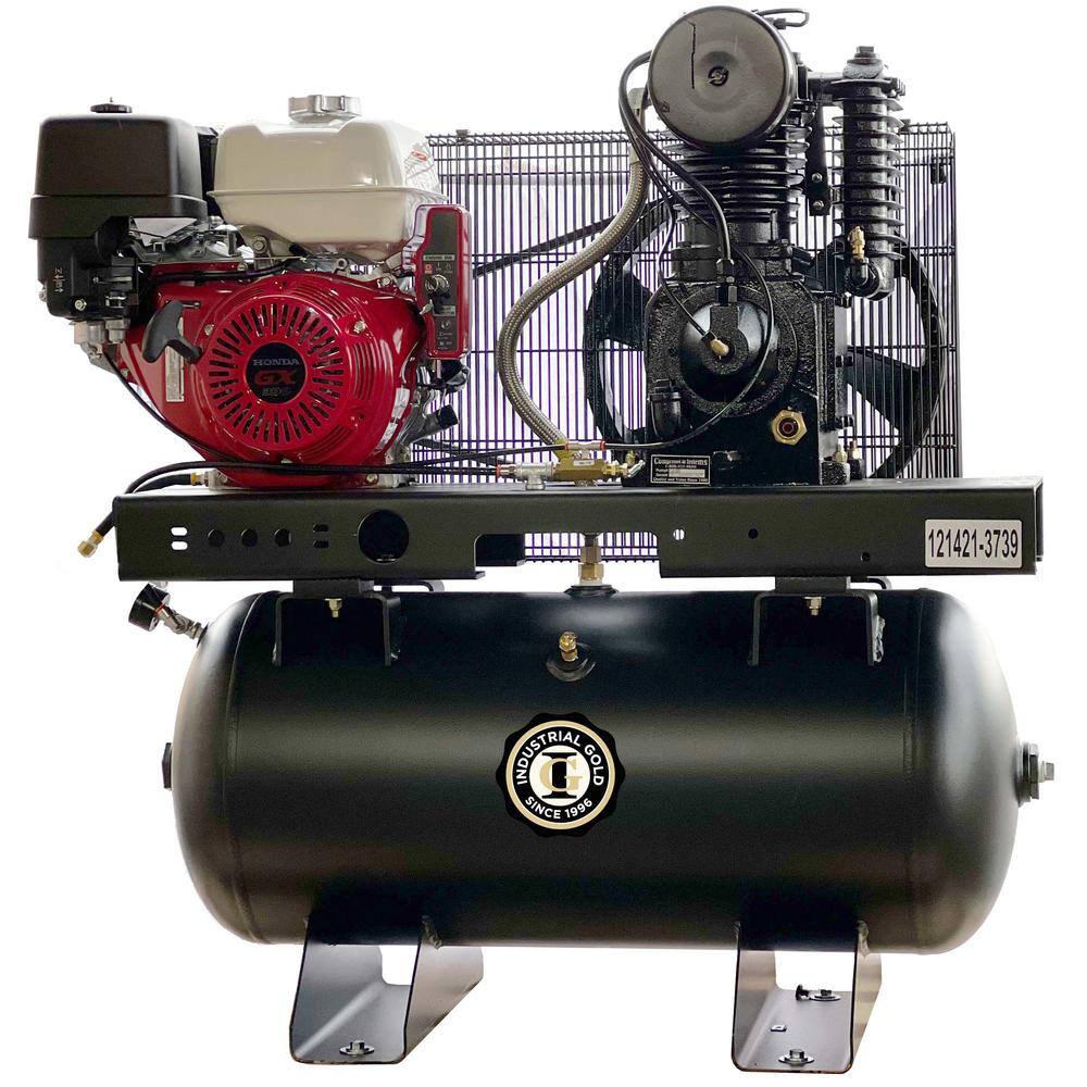 Industrial Gold 30 Gal. 13 HP Honda Portable Low RPM 175 PSI Electric Air Compressor with Quiet Operation CI13GEH30