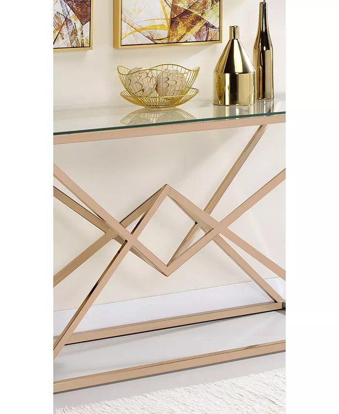 Furniture of America Triala Glass Top Console Table