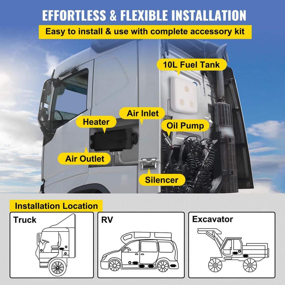 VEVOR 27296 BTU Diesel Air Heater 8 KW Diesel Heater 10 L Tank Air Heater with LCD Monitor for Boat Bus RV and Trailer12Volt