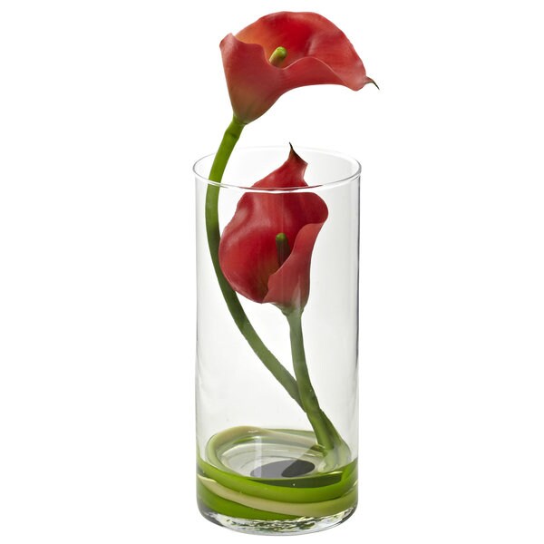 Nearly Natural Double Calla Lily w/Cylinder (Set of 2)