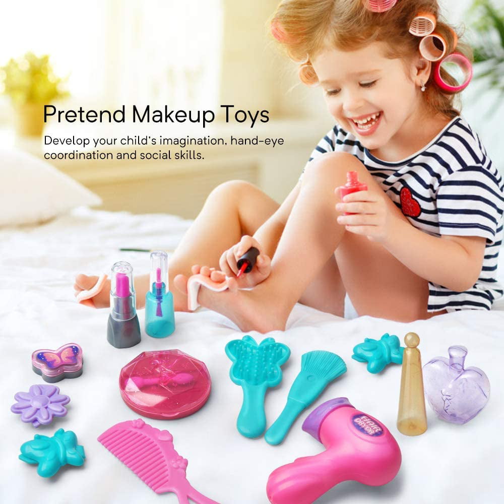 Girls Pretend Play Makeup Set for Children， Kids Make it Up for Little Girls Princess Toys for Toddlers Girl 2 3 4 5 6 Year Old