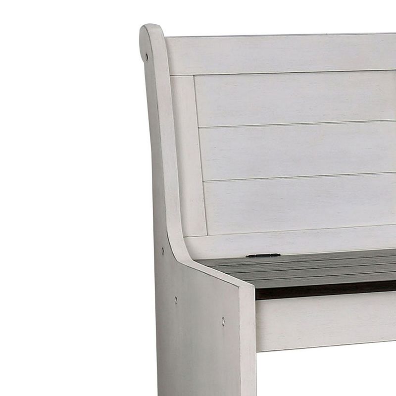 Wooden Counter Height Bench with Lift Top Seat， White and Black