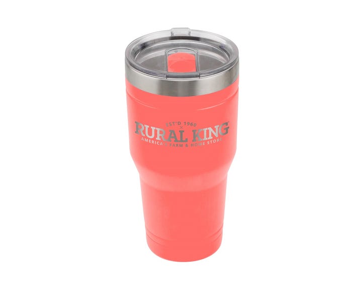 Rural King 30 oz. Stainless Steel Tumbler， Coral - 30LO2345