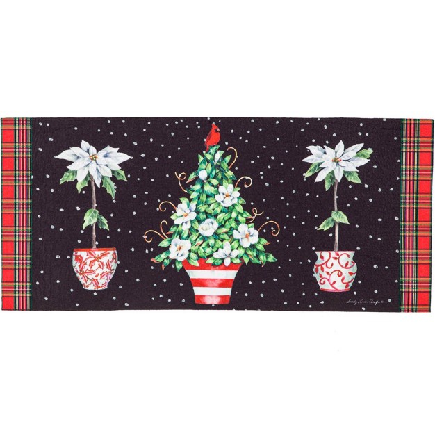 Christmas Red Chinoiserie Topoaries Mat 1 Mat Insert 25 Inches Sassafras Christmas Winter 431874 Rubber Multicolored