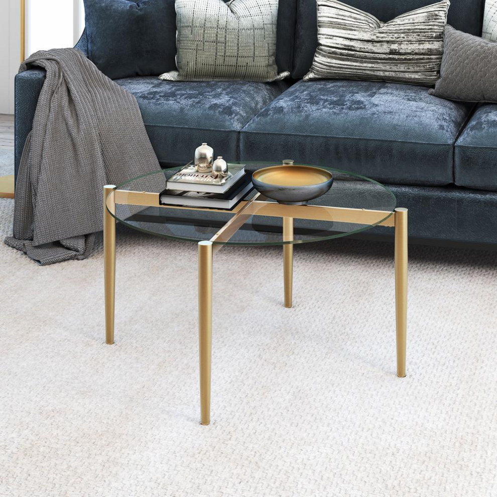 Kadmos 36  x27 x27Wide Round Coffee Table in Brass   Contemporary   Coffee Tables   by BisonOffice  Houzz