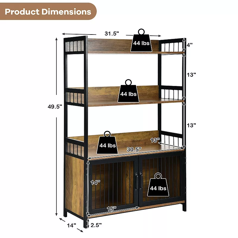 3-Tier Baker's Rack with Storage Cabinet