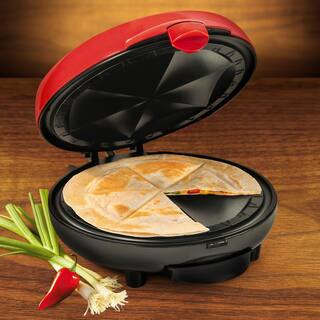 TACO TUESDAY 50.25 sq. in. Red Quesadilla Maker with Extra Stuffing Latch TCTEQM8RD