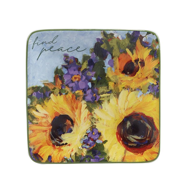 Certified International Sunflower Bouquet 4-pc. Canape Plate Set