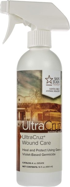 UltraCruz Wound Care Spray for Dogs， Cats and Horses， 16-oz bottle