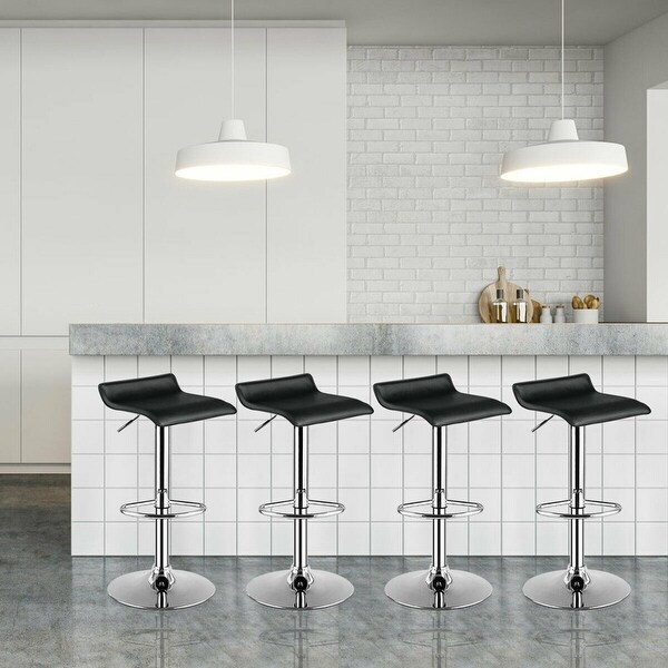 Gymax Set of 4 Swivel Bar Stool PU Leather Adjustable Kitchen Counter - See Details