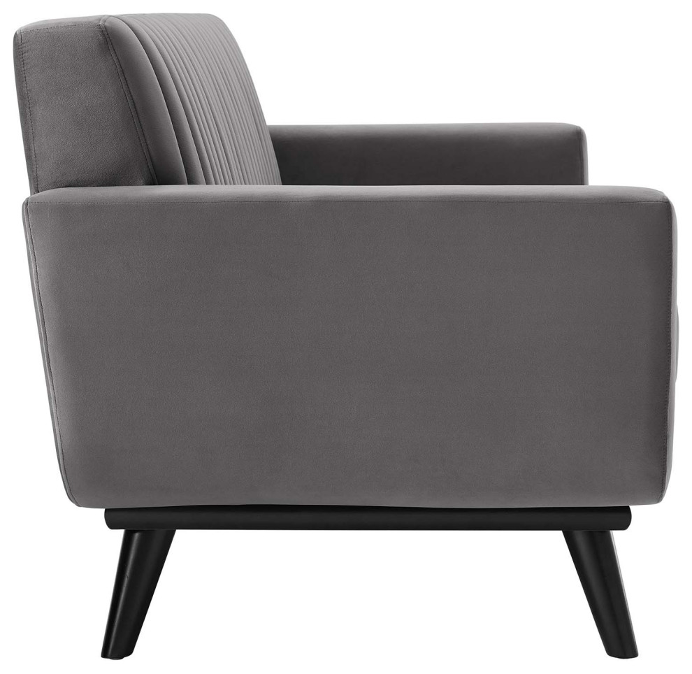 Engage Channel Tufted Performance Velvet Loveseat   Midcentury   Loveseats   by ShopFreely  Houzz