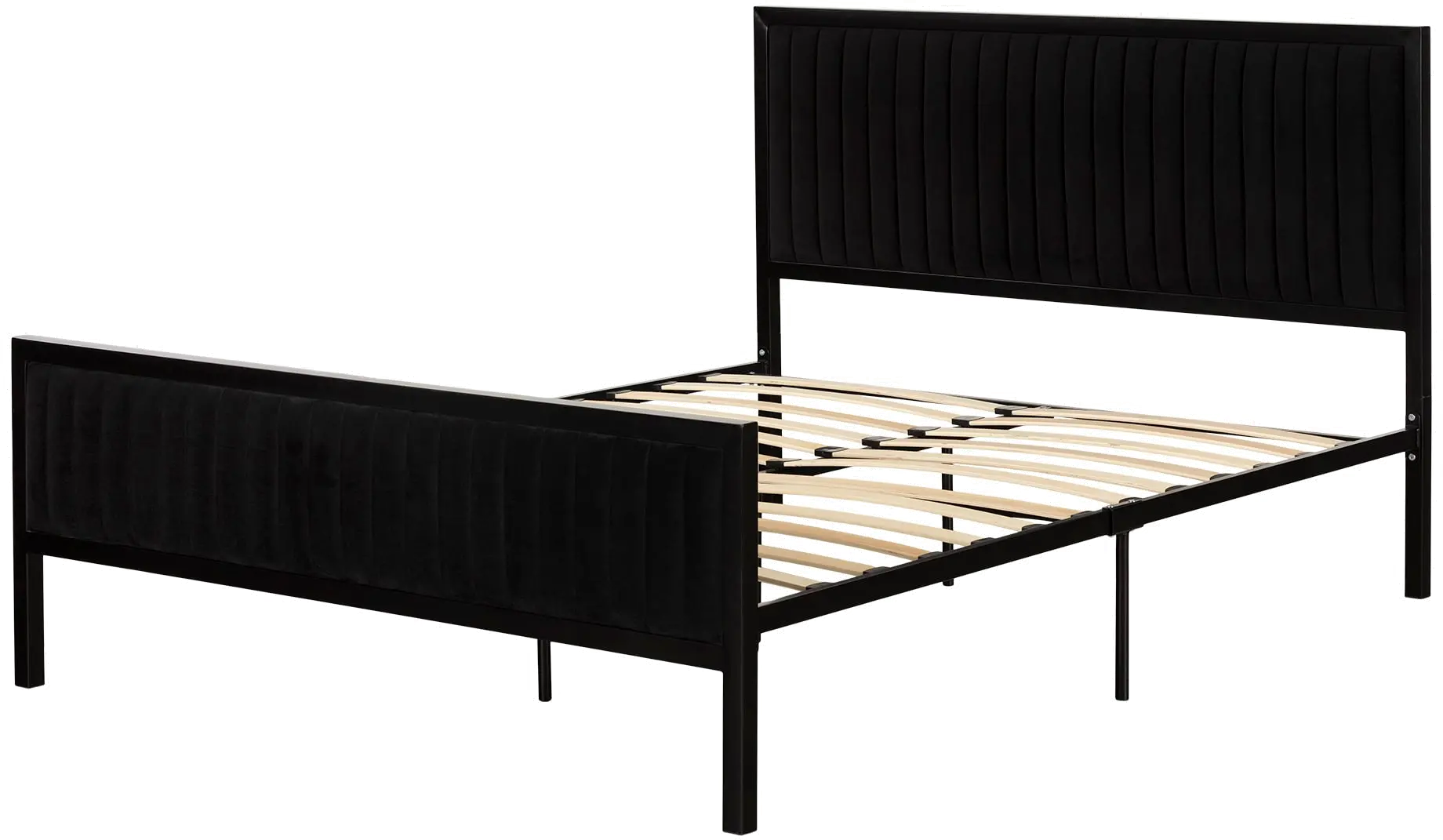 Maliza Queen Black Upholstered Metal Bed - South Shore