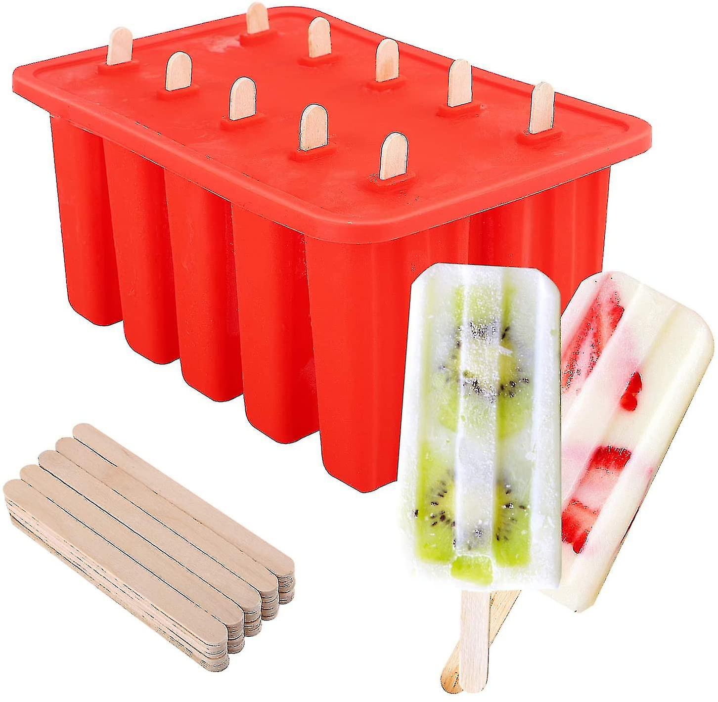 Ice Cream Mold [10 Cavities]， Food Grade Silicone Ice Tray， Bpa Free， Diy Ice Cream Box For Ice Cream， Sorbet， Popsicle Kitchen Accessories