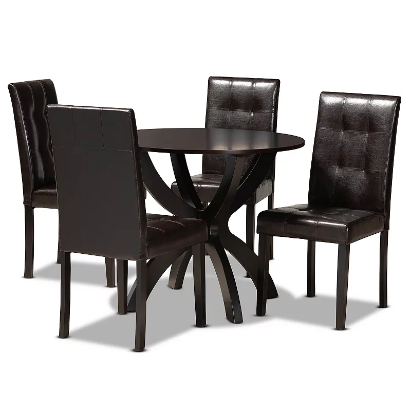 Baxton Studio Elira Dark Brown 5-Piece Dining Set