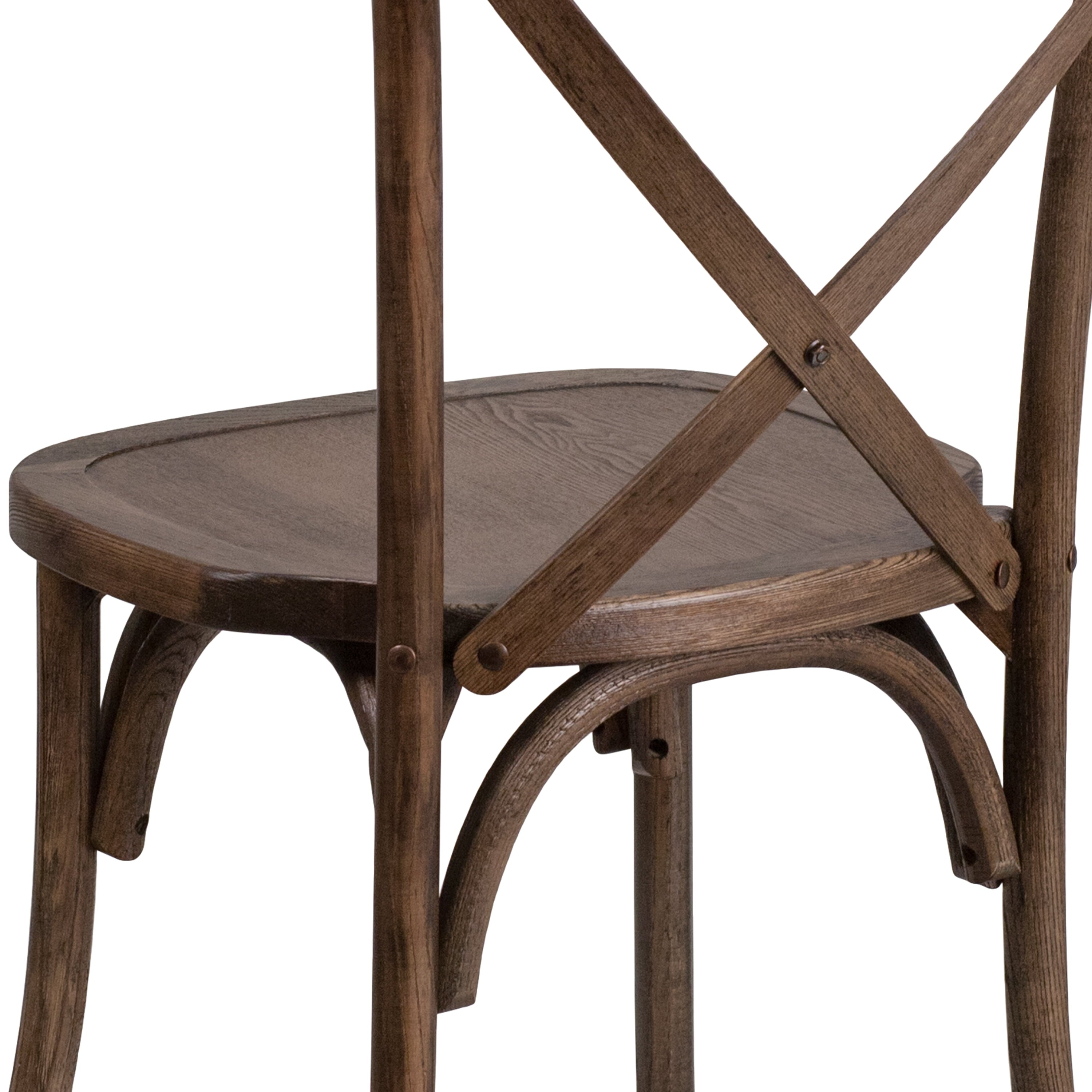 Merrick Lane Stackable Early American Wooden Cross Back Bistro Dining Chair