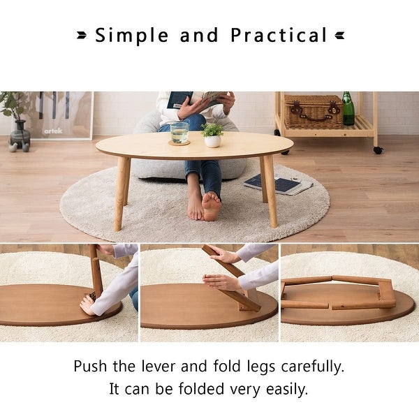 Wood Folding Coffee Table Oval (35.4