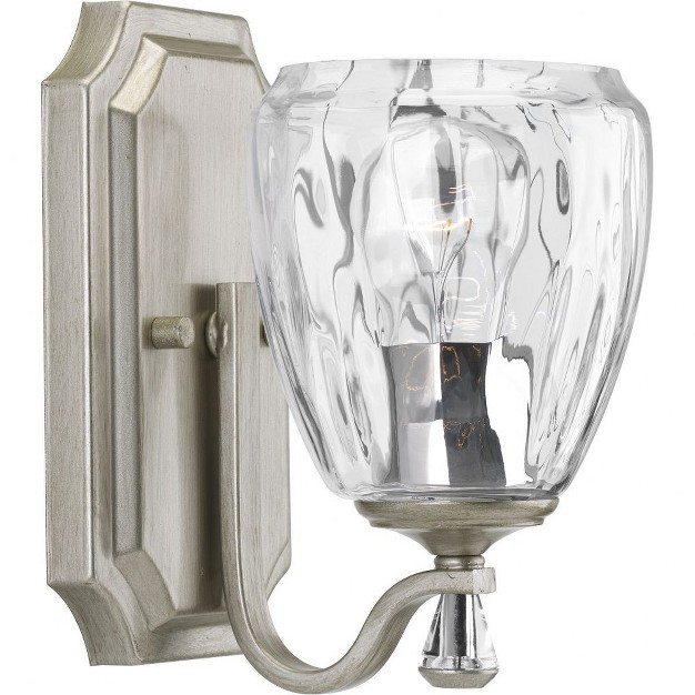 Progress Lighting Anjoux 1 light Wall Sconce Silver Ridge Clear Water Glass Shade