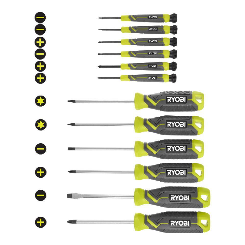 RYOBI Screwdriver Set (12-Piece) with Cushion Grip Handles RHSDS04