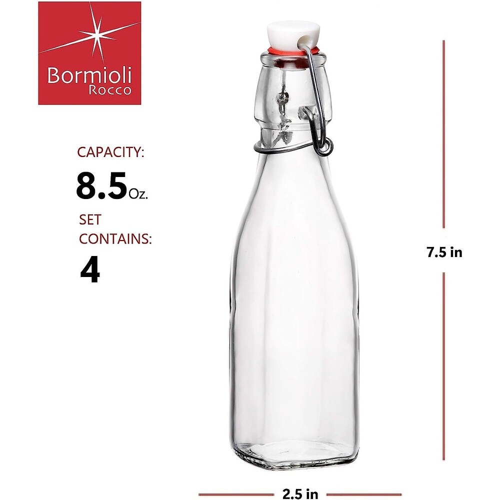 Bormioli Rocco Glass 8.5 Ounce Swing Top Bottle Set of 6   8.5 Oz Set of 6