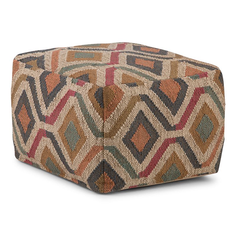 Simpli Home Johanna Kilim Square Pouf