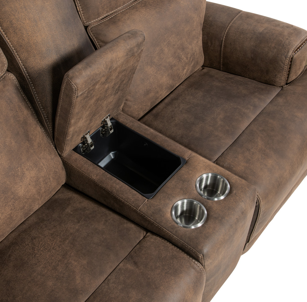 Wheeler Power Console Loveseat With Power Headrest   Loveseats   by Buildcom  Houzz