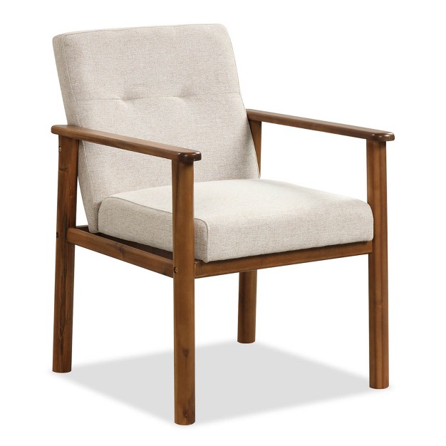 Costway Modern Accent Chair Upholstered Linen Fabric Armchair With Solid Wood Legs