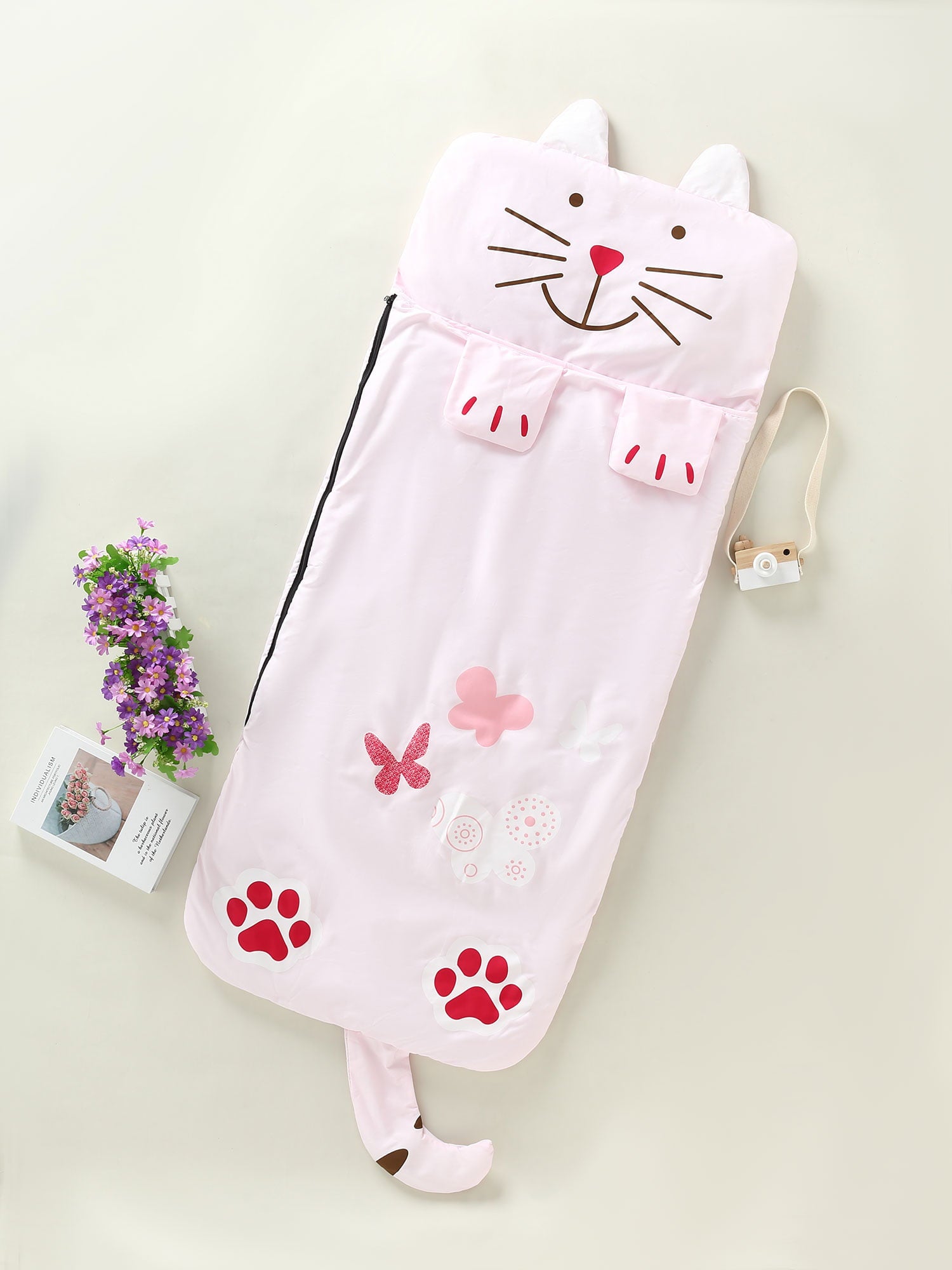 Kids Sleeping Bag, Cartoon Animal Zipper Closure Folding Winter Warm Sleep Sack for Girls Boys