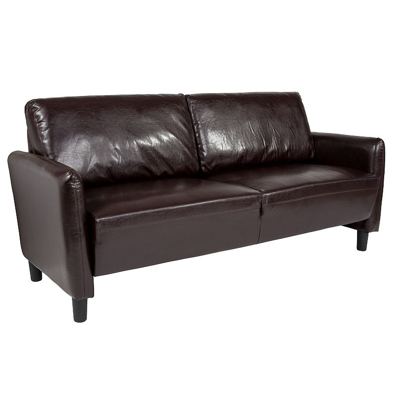 Emma and Oliver Living Room Sofa Couch with Rounded Arms in Brown LeatherSoft