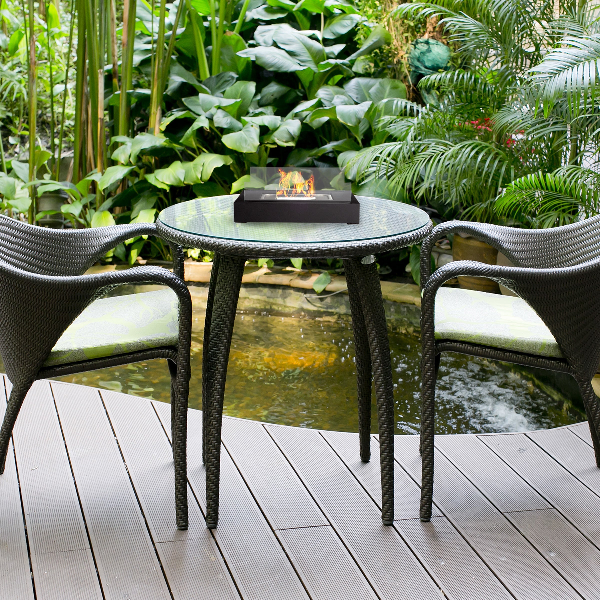 Northwest 2-Pack Rectangular Indoor or Outdoor Ventless Bio Ethanol Tabletop Fireplace, Black