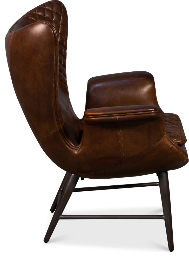 Quilted Vintage Cigar Brown Wing Chair   Midcentury   Armchairs And Accent Chairs   by HedgeApple  Houzz