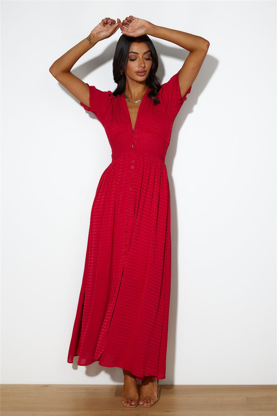 Downtown Brunch Maxi Dress Red