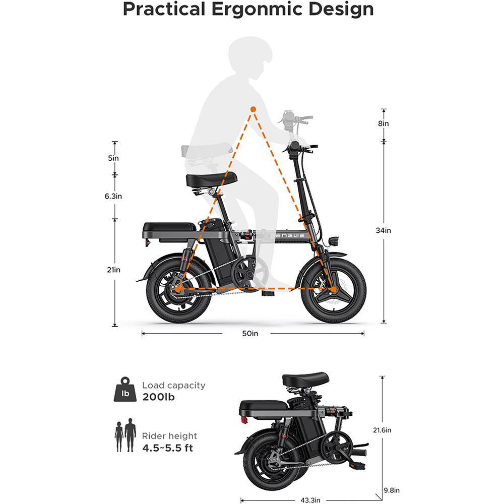 Wildaven 14 in. Folding Mini Electric Bike with 35-Watt Powerful Motor 4-Volt 10Ah Lithium Battery 4 Shock Absorptions Gray YCKJDHMSY05