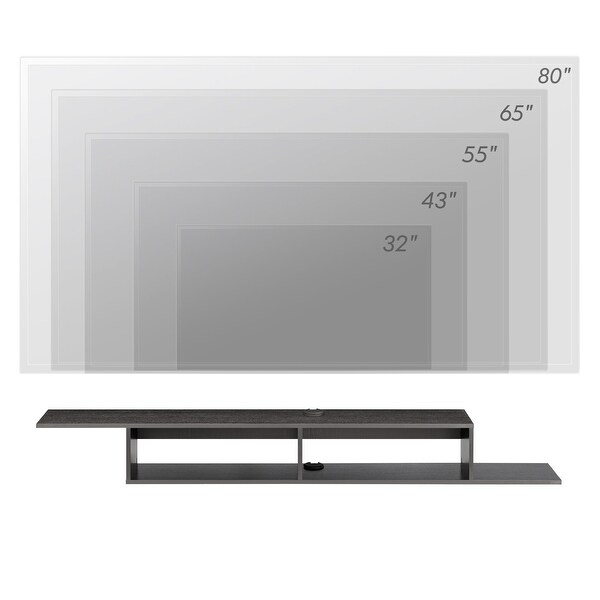 WAMPAT Floating TV Stand with LED Lights， Entertainment Center Media Console， Wall Mounted for 65/70/75 Inch TVs， WhiteandGrey…