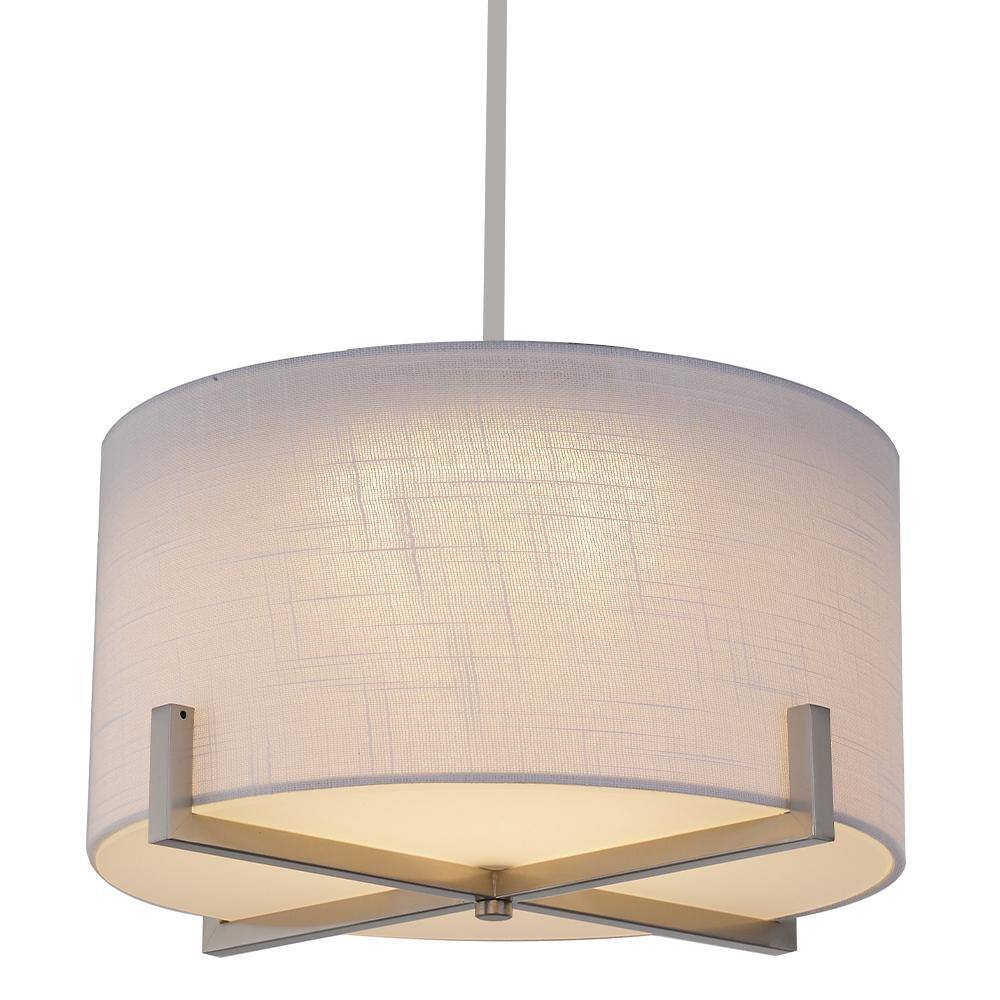 SMRTLite by NBG HOME 35-Watt Brushed Nickel Integrated LED Pendant with Fabric Shade DS18769