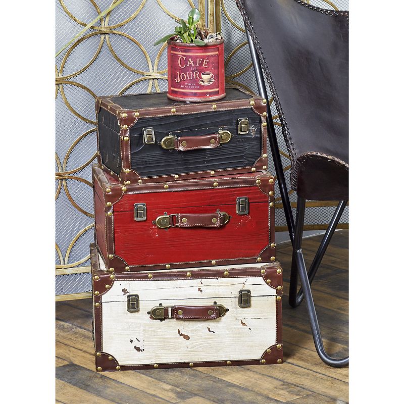 Stella and Eve Farmhouse Storage Trunk 3-piece Set