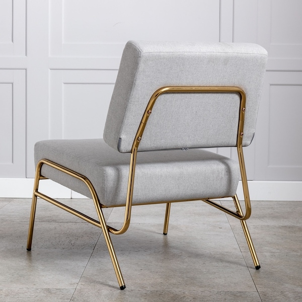 Elegant Design Armless Accent Chair with Golden Metal Frame