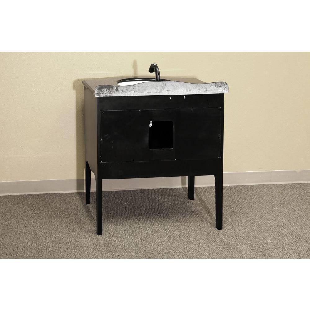 Bellaterra Home Pallazo 36-610 in. W x 36 in. H Vanity in Black with Granite Vanity Top in Black 203037-B