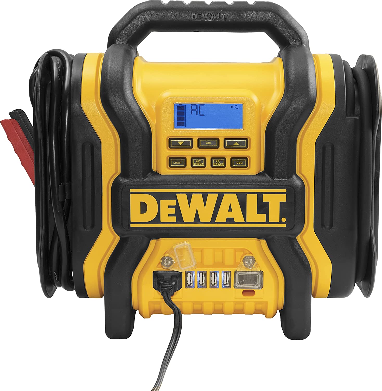 DEWALT DXAEPS14 1600 Automotive Jump Starter/Power Station with AC Power Inverter， Digital Compressor