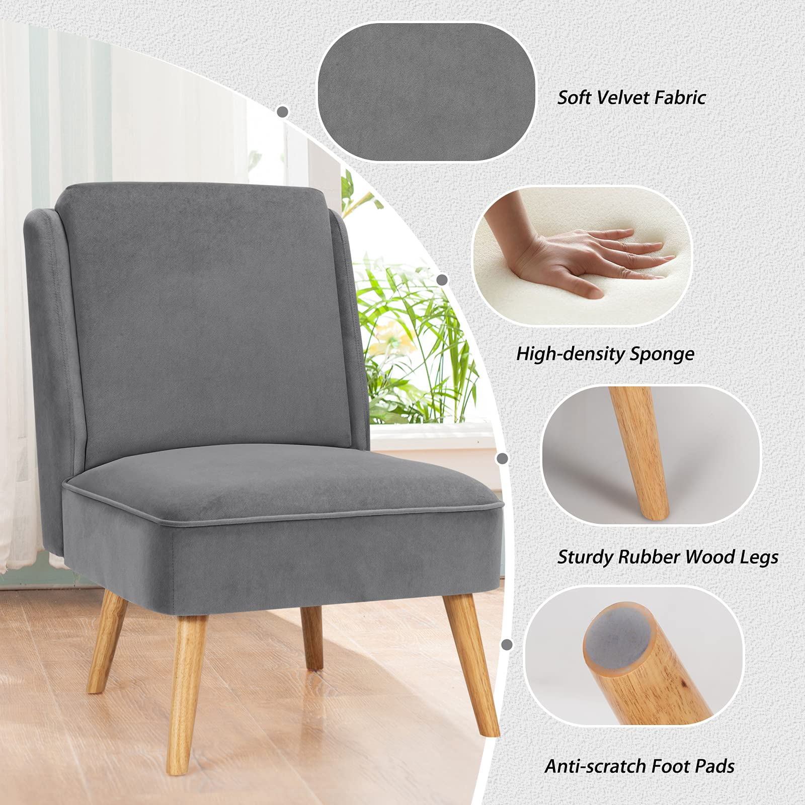 Giantex Comfy Single Sofa Chair w/Rubber Wood Legs