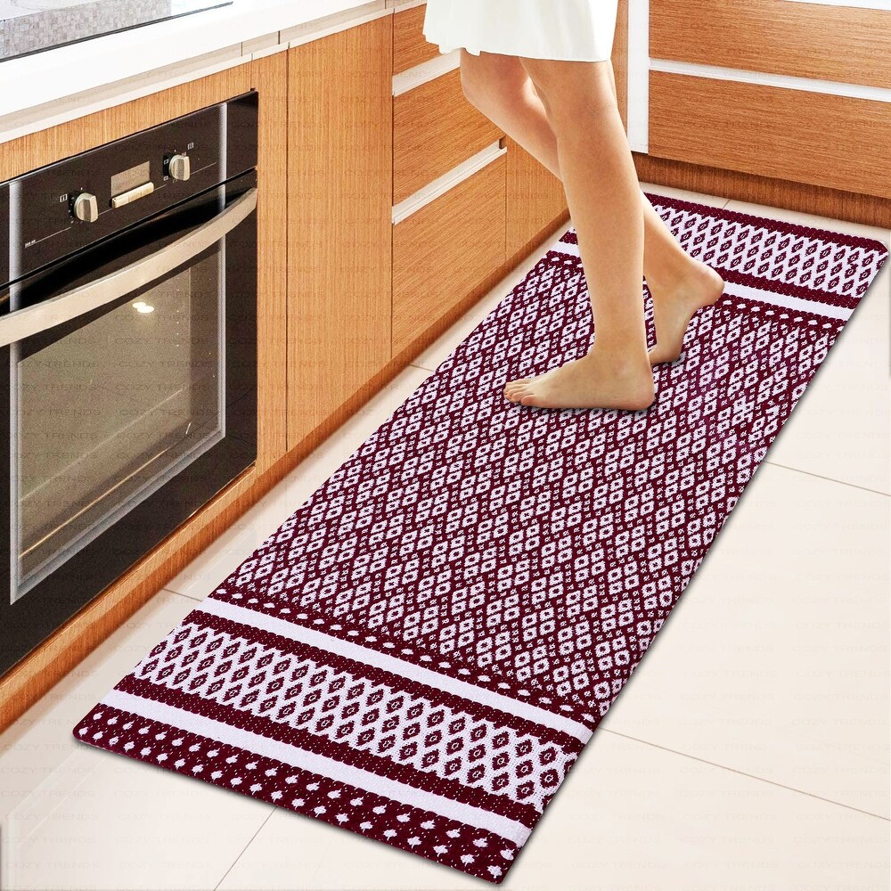 Kitchen Runner Rug/ Mat Cushioned Cotton Hand Woven Anti Fatigue Mat Kitchen/Bathroom/Bed side 18x48''   18''x48''