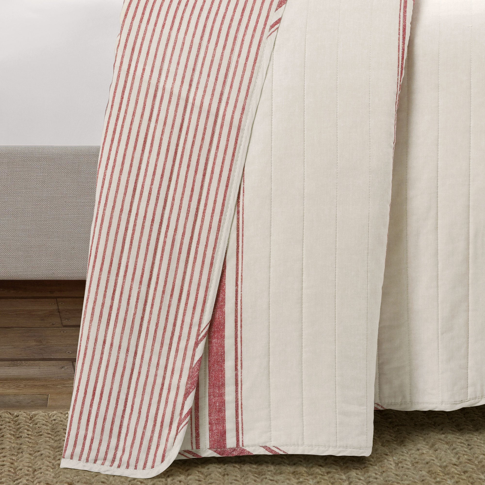 Farmhouse Stripe Reversible Cotton Quilt Set