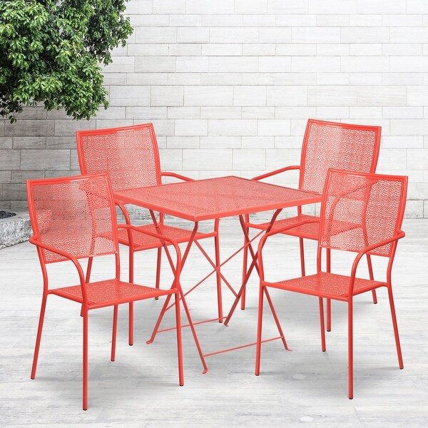 28-inch Square 5-piece Indoor/ Outdoor Folding Table and Chairs Set -  - 27415337