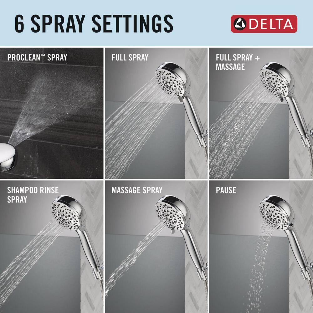 Delta ProClean 6-Spray Wall Mount Handheld Shower Head 1.75 GPM in Chrome 75719