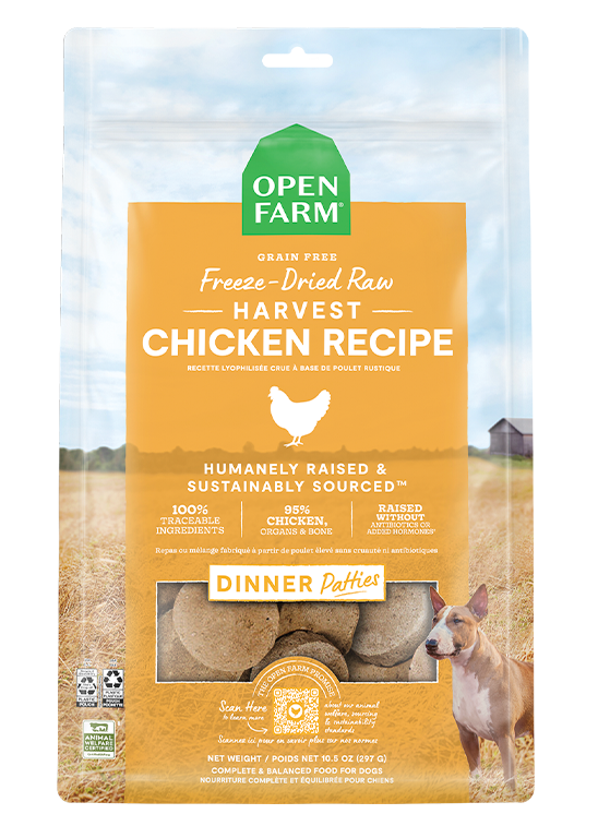 Open Farm Grain Free Harvest Chicken Recipe Freeze Dried Raw Dog Food